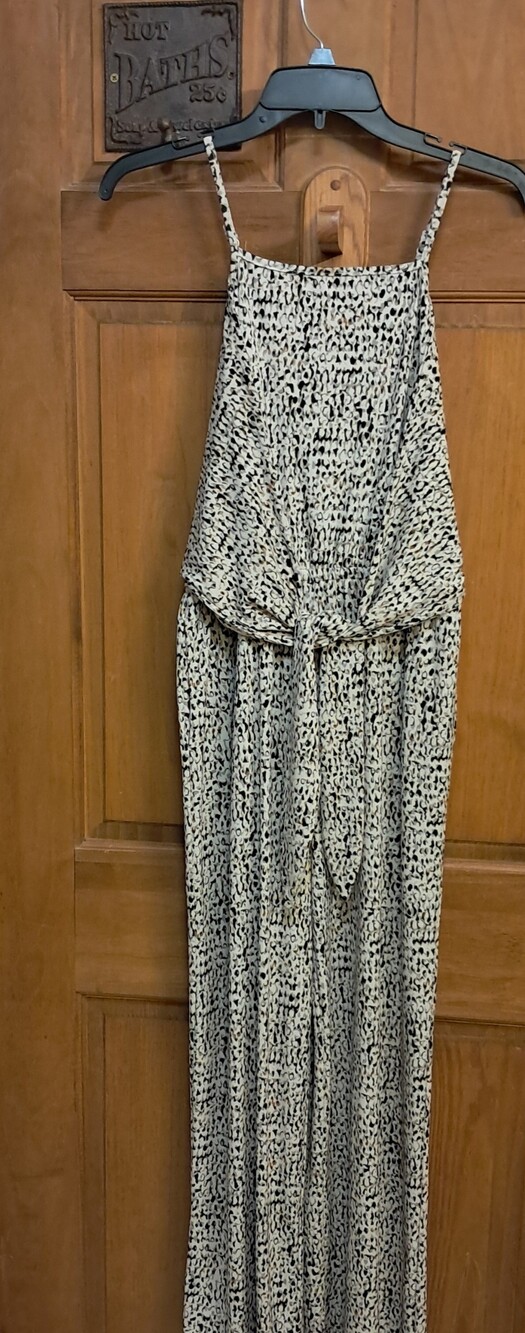Small Womens Maurices Cream and Black Spotted Jumpsuit